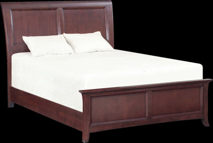Elegant Wooden Bedwith White Bedding PNG