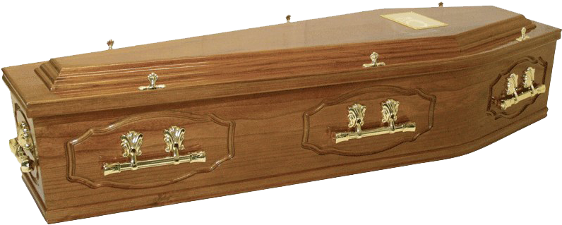 Elegant Wooden Coffin PNG