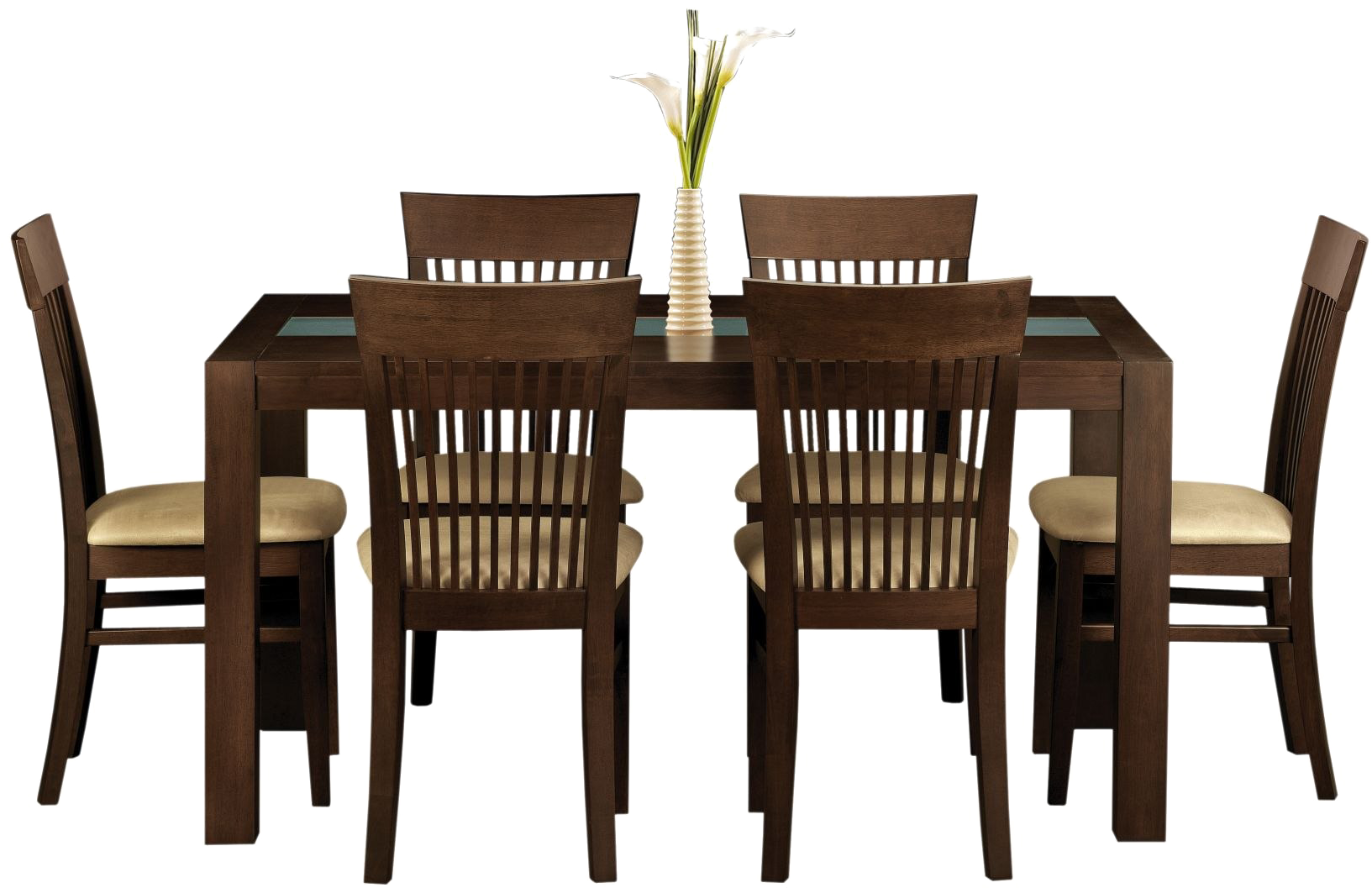 Elegant Wooden Dining Setwith Floral Centerpiece.png PNG