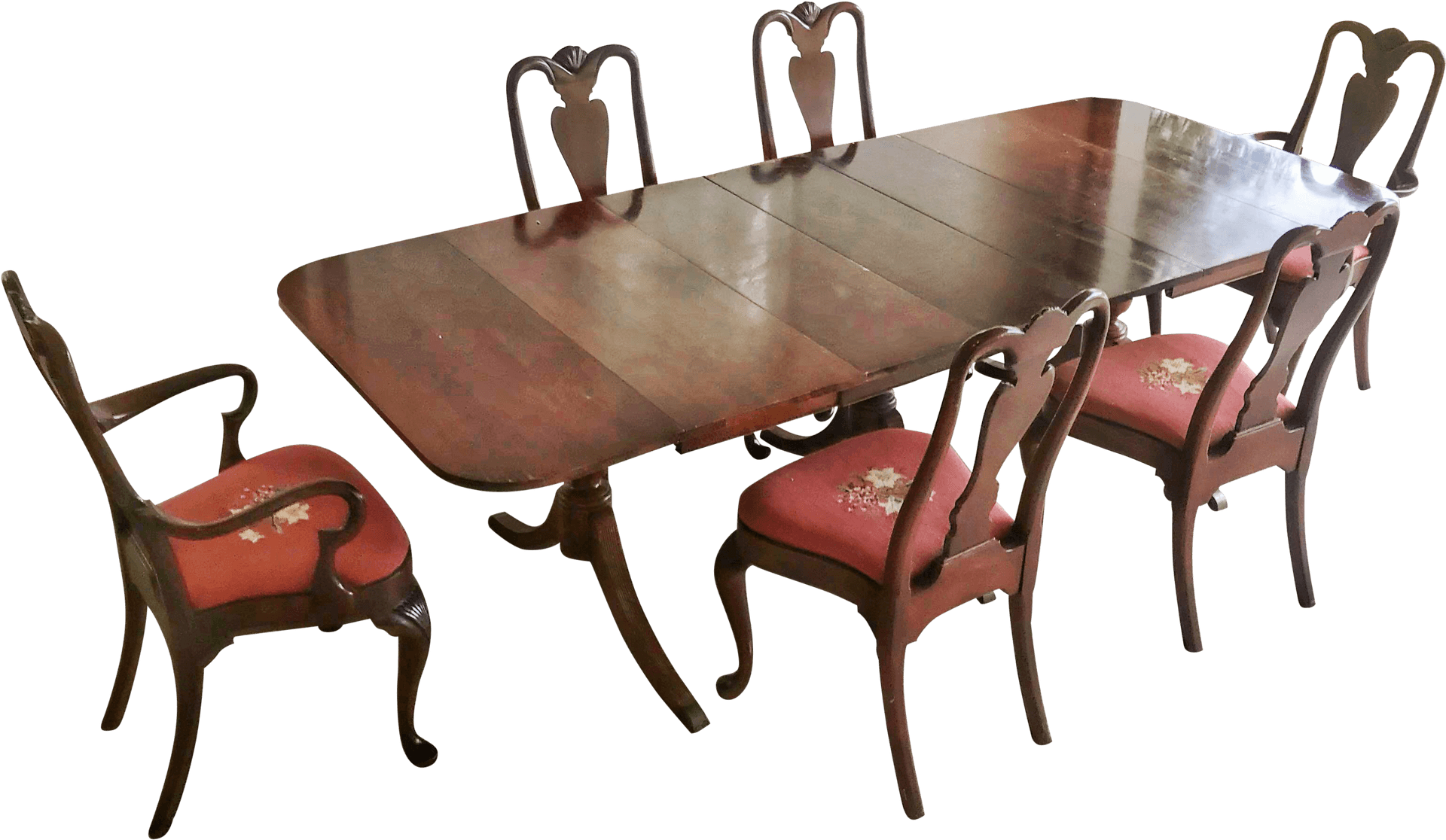 Elegant Wooden Dining Table Set PNG