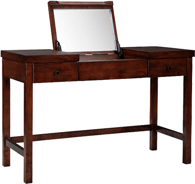 Elegant Wooden Dressing Table With Mirror PNG