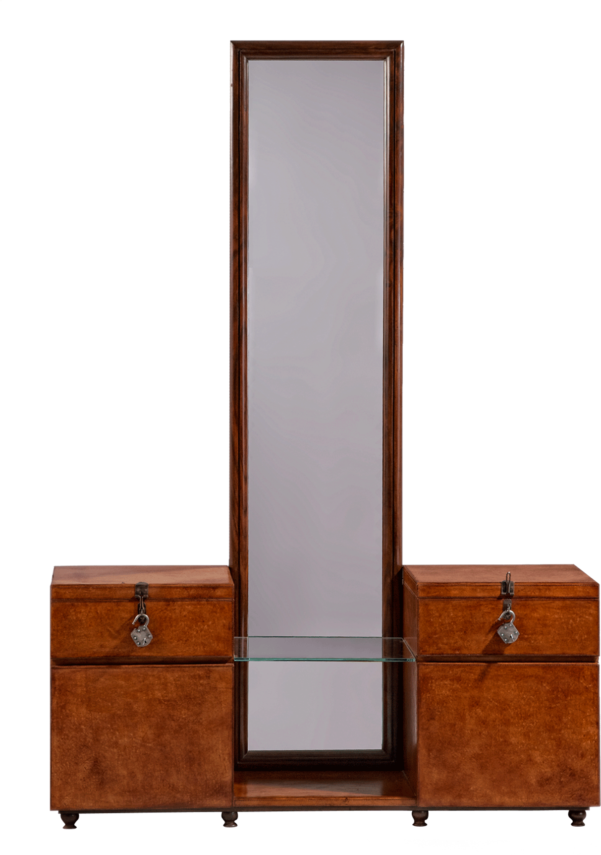 Elegant Wooden Dressing Tablewith Mirror PNG