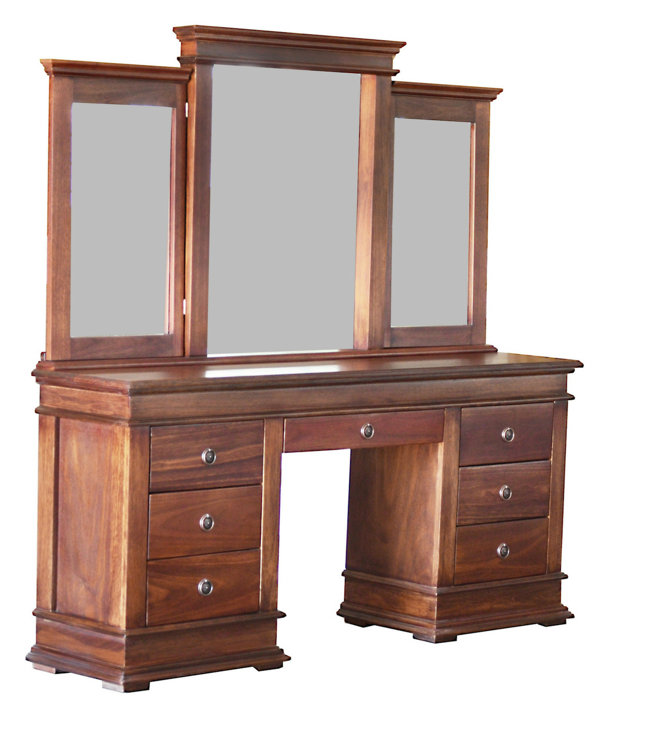 Elegant Wooden Dressing Tablewith Mirror PNG