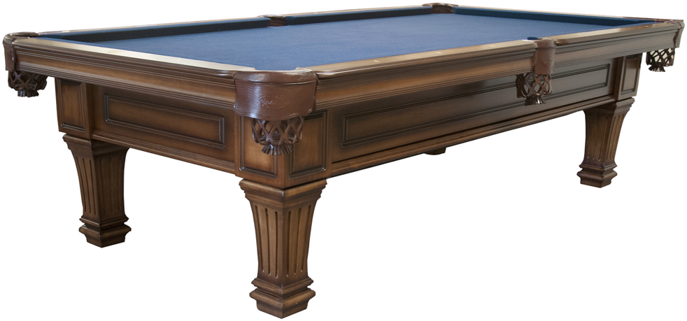 Elegant Wooden Pool Tablewith Blue Felt PNG