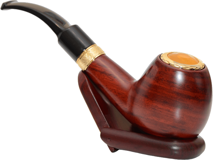 Elegant Wooden Smoking Pipe PNG