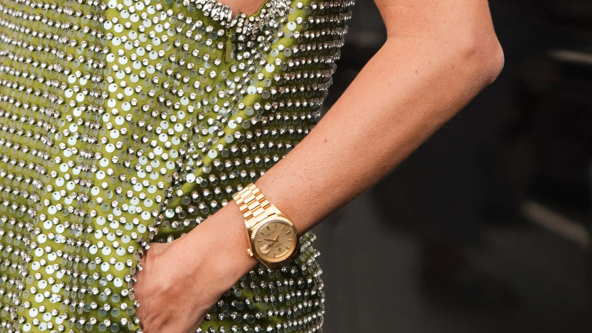 Elegant Wristwatchand Sequin Dress Wallpaper