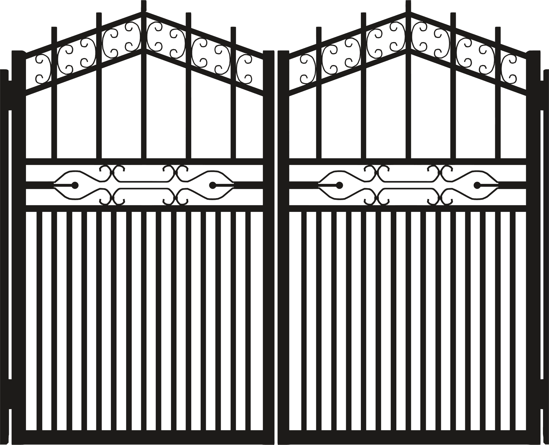 Elegant Wrought Iron Gate Design PNG