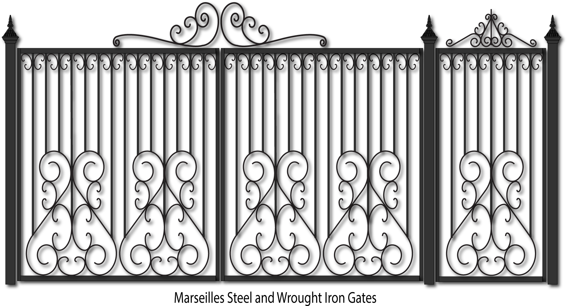 Elegant Wrought Iron Gate Design PNG