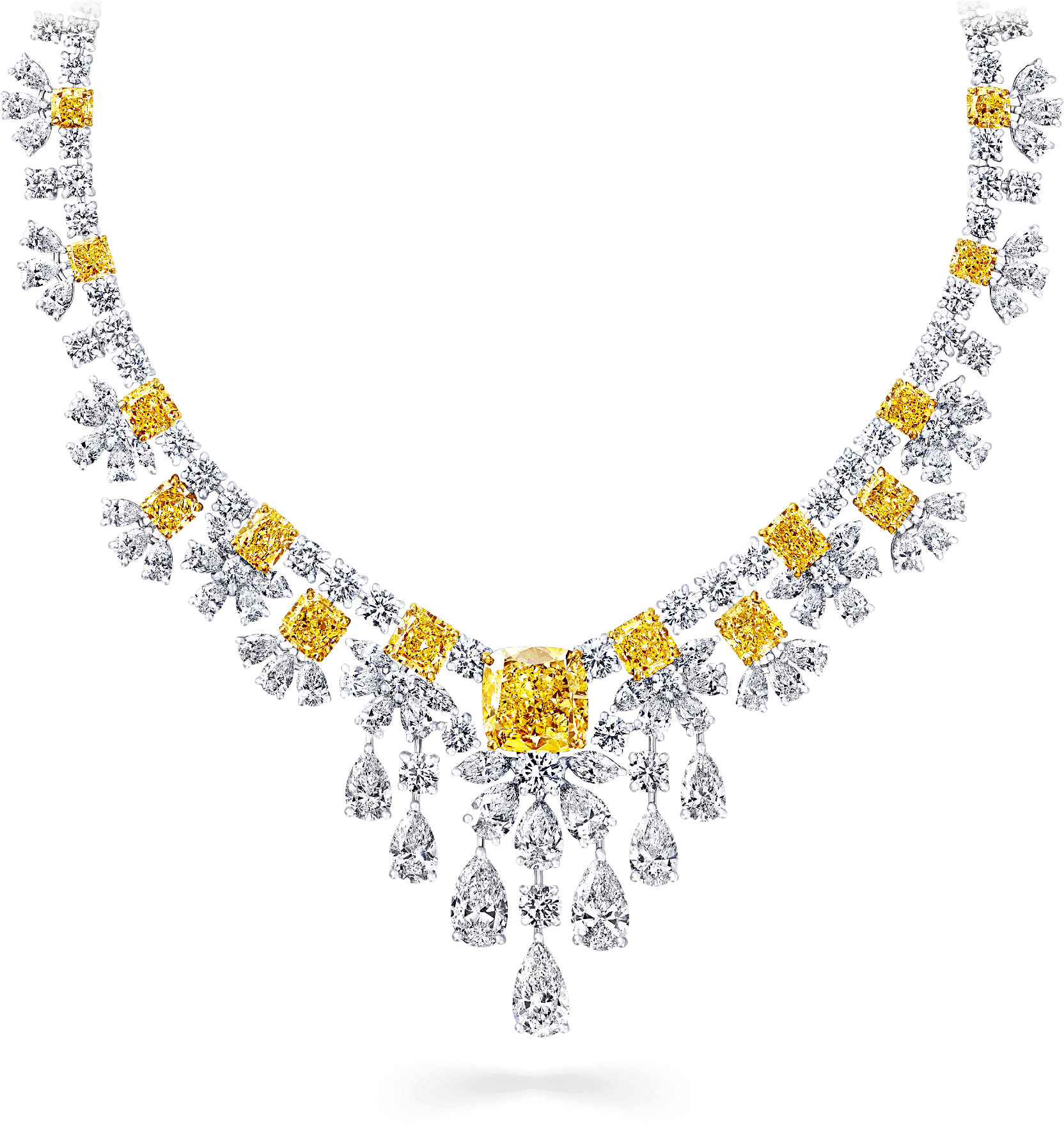 Elegant Yellow Diamond Necklace PNG