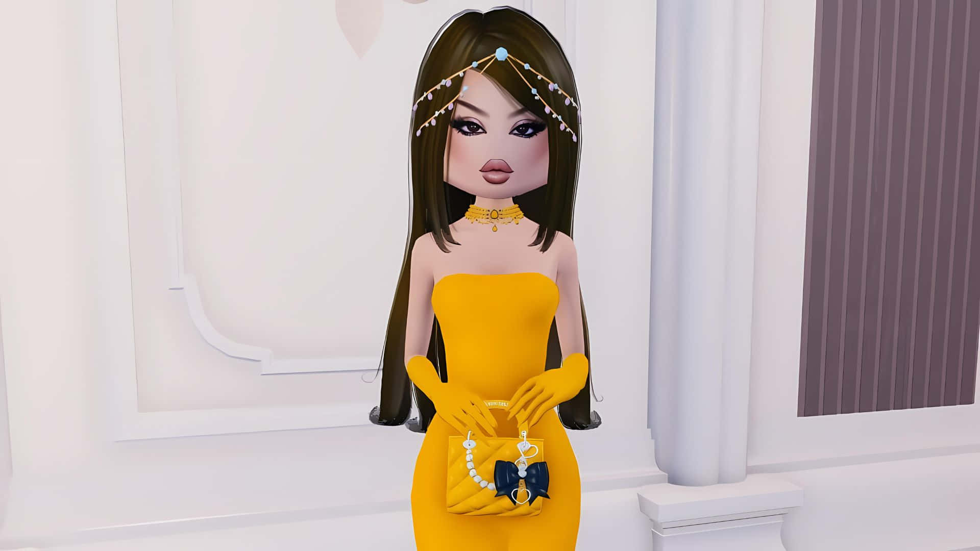 Robe De Soirée Jaune Élégante Fond d'écran