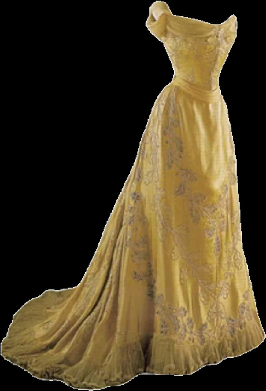Elegant Yellow Evening Gown PNG