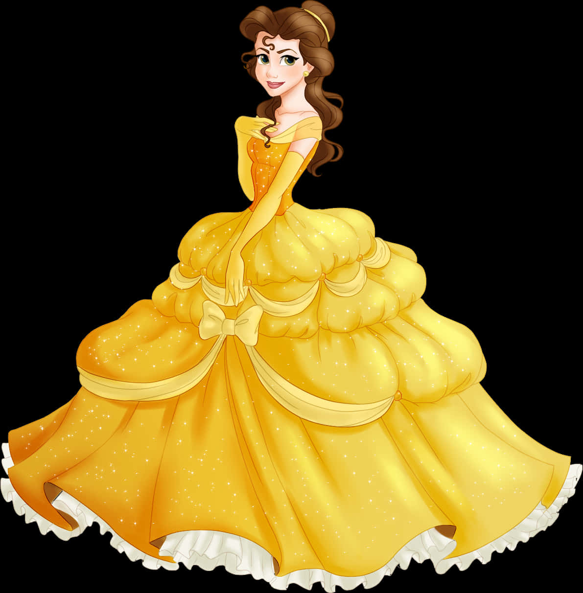 Elegant Yellow Gown Princess PNG