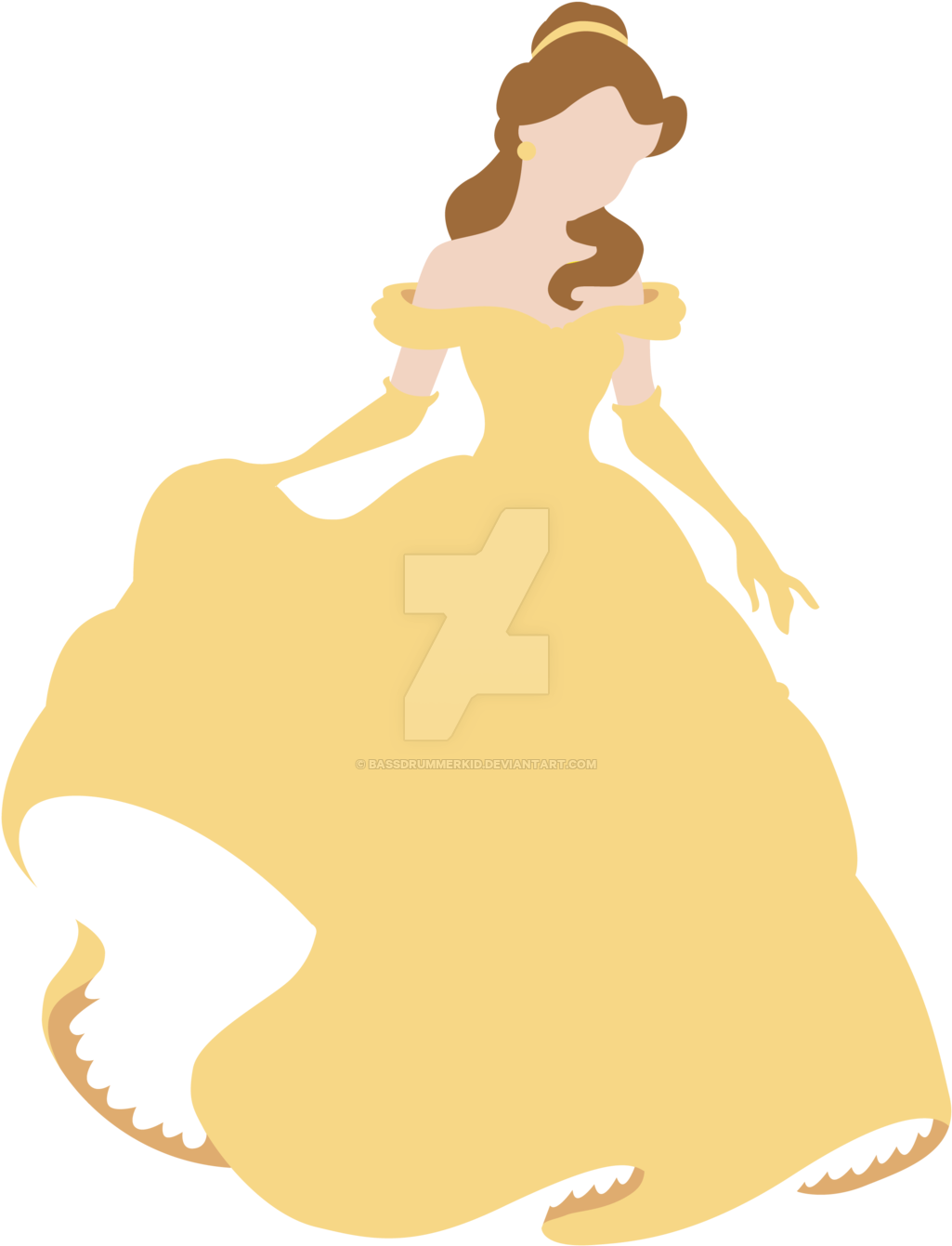 Elegant Yellow Gown Princess Silhouette PNG