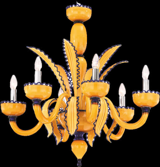 Elegant Yellow Murano Glass Chandelier PNG