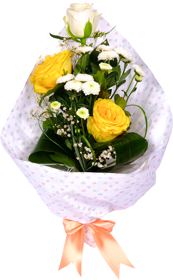 Elegant Yellowand White Birthday Bouquet PNG