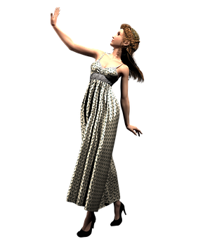 Elegant3 D Model Girl Reaching Out PNG