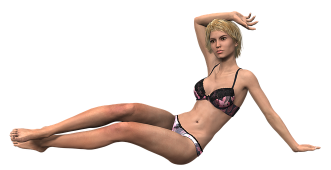 Elegant3 D Model Posein Bikini PNG