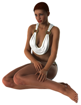 Elegant3 D Model Woman Sitting PNG