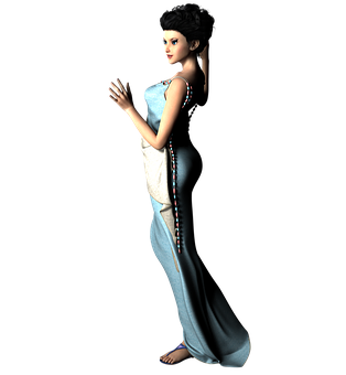 Elegant3 D Modelin Blue Dress PNG