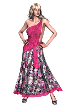 Elegant3 D Modelin Floral Dress PNG