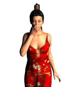 Elegant3 D Modelin Red Dress PNG