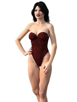 Elegant3 D Modelin Red Swimsuit PNG