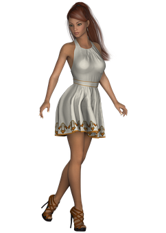 Elegant3 D Modelin White Dress PNG