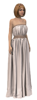 Elegant3 D Womanin White Dress PNG