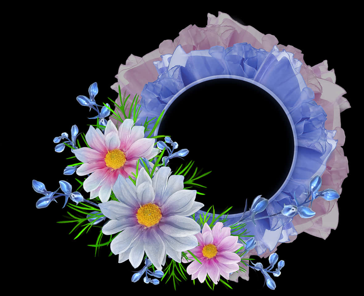 Elegant_ Blue_ Floral_ Frame PNG