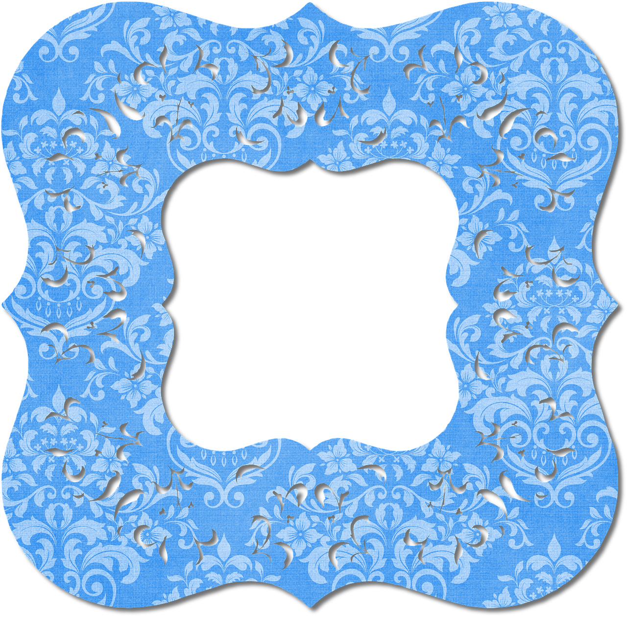 Elegant_ Blue_ Floral_ Frame PNG