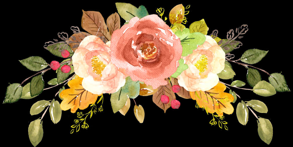 Elegant_ Floral_ Watercolor_ Arrangement PNG