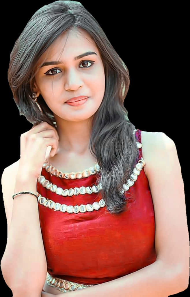 Elegant_ Indian_ Girl_with_ Traditional_ Necklace PNG