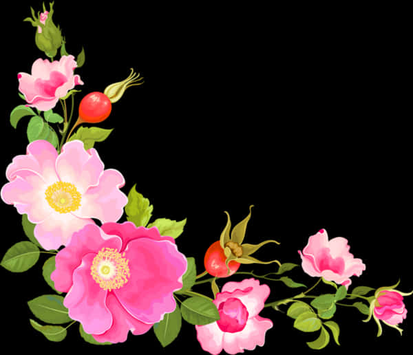 Elegant_ Pink_ Roses_ Artwork PNG