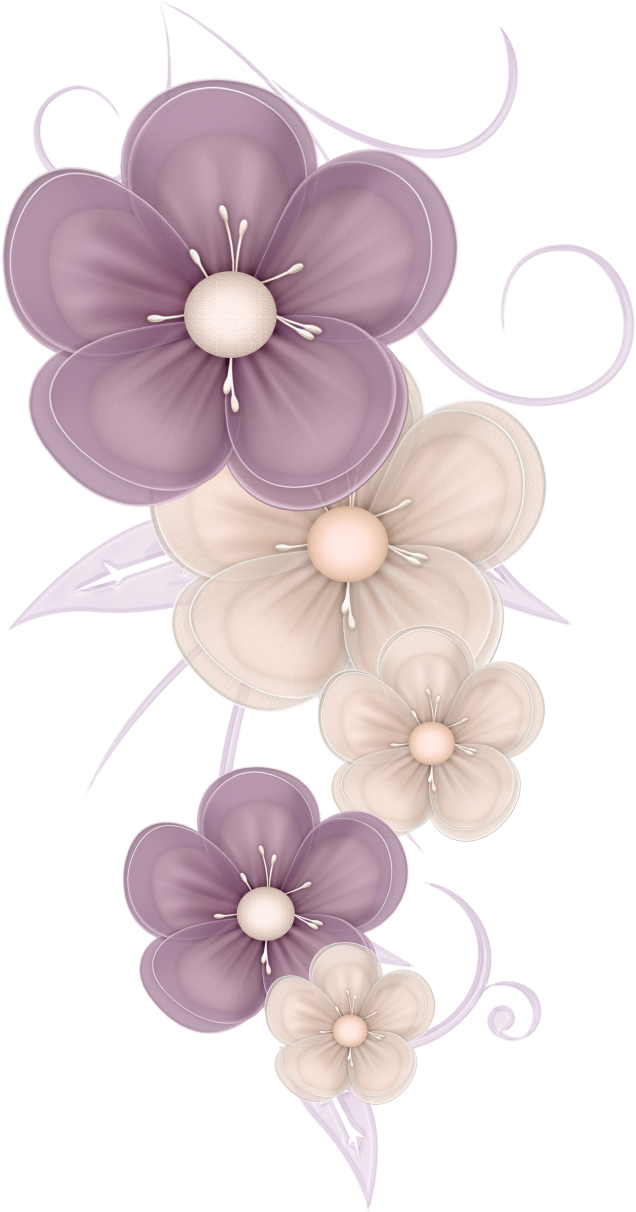 Elegant_ Purple_and_ Cream_ Flowers_ Artwork PNG