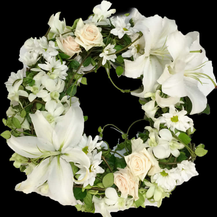Elegant_ White_ Floral_ Wreath PNG