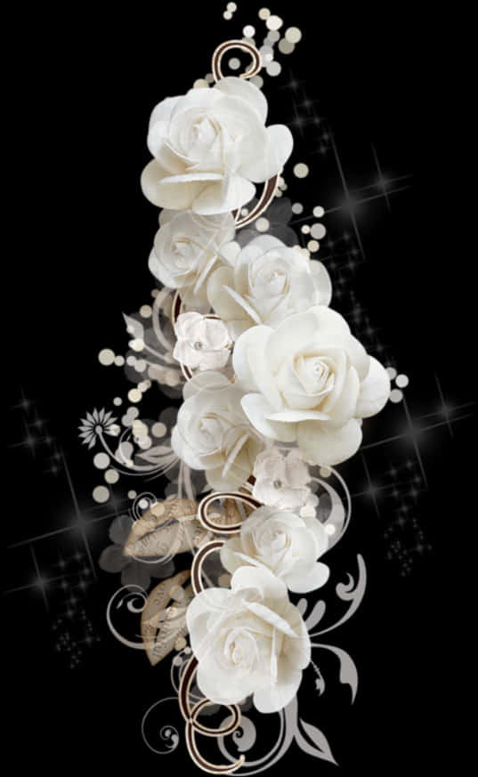 Elegant_ White_ Roses_ Artistic_ Design PNG