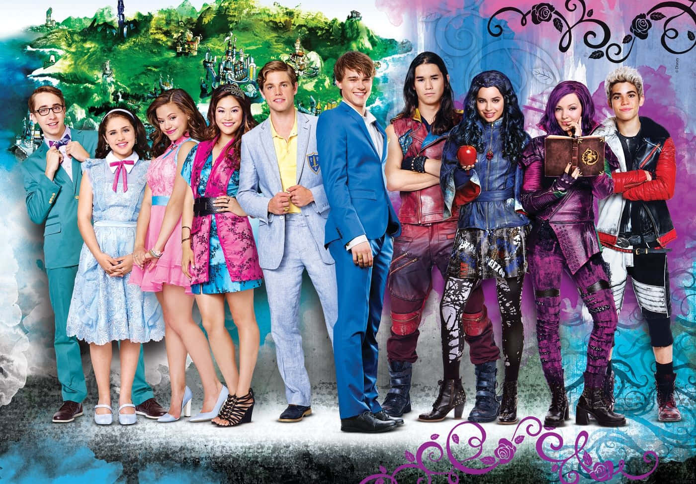 Elelenco De La Película Descendants Posa Para Una Foto De Grupo.