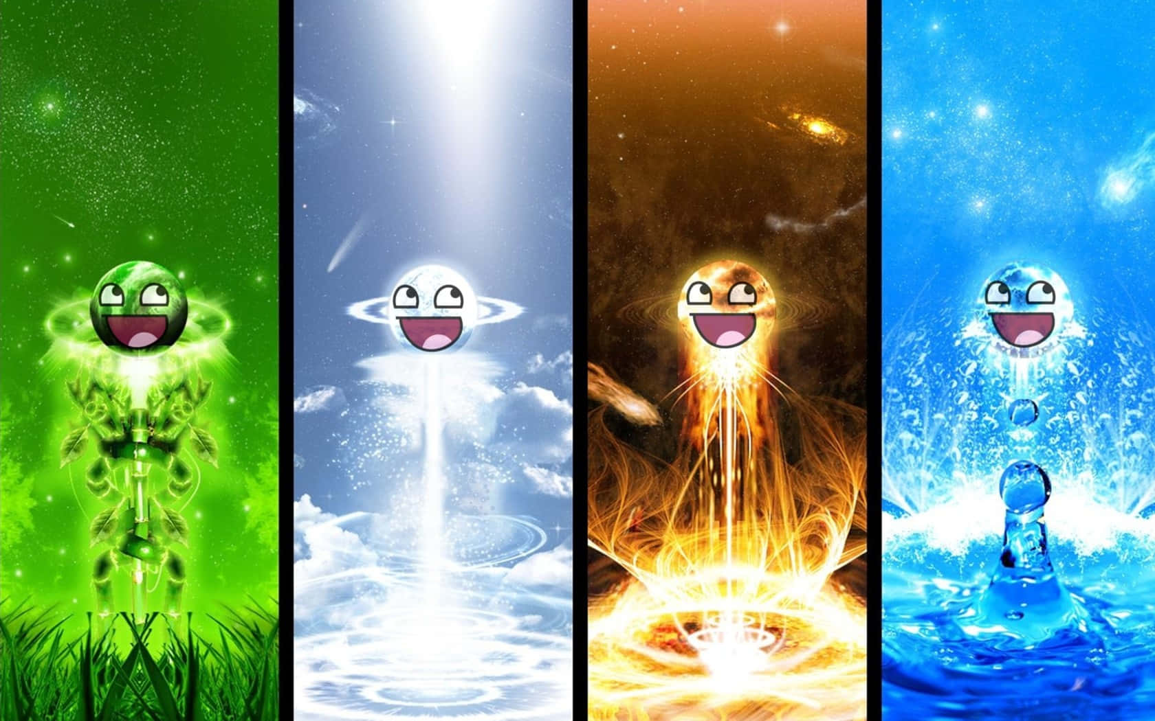 Elemental Cartoon Characters Representing Nature Forces.jpg Wallpaper