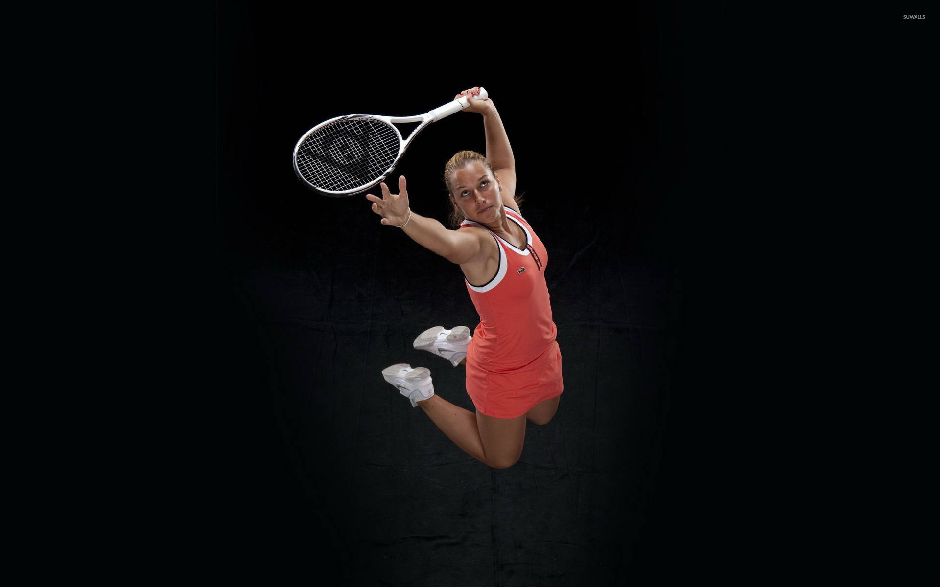 Elena Dementieva In Action On The Tennis Court Wallpaper