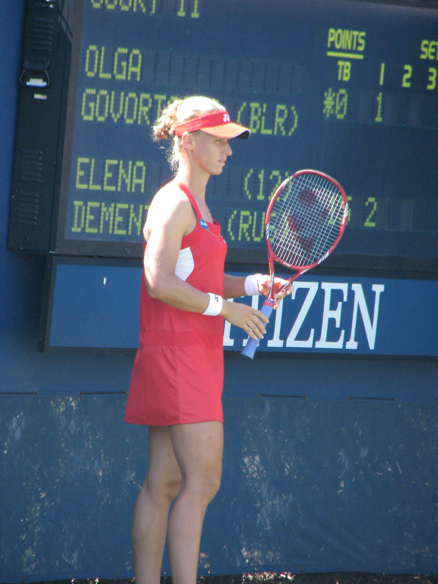 Elena Dementieva Red Tennis Dress Wallpaper