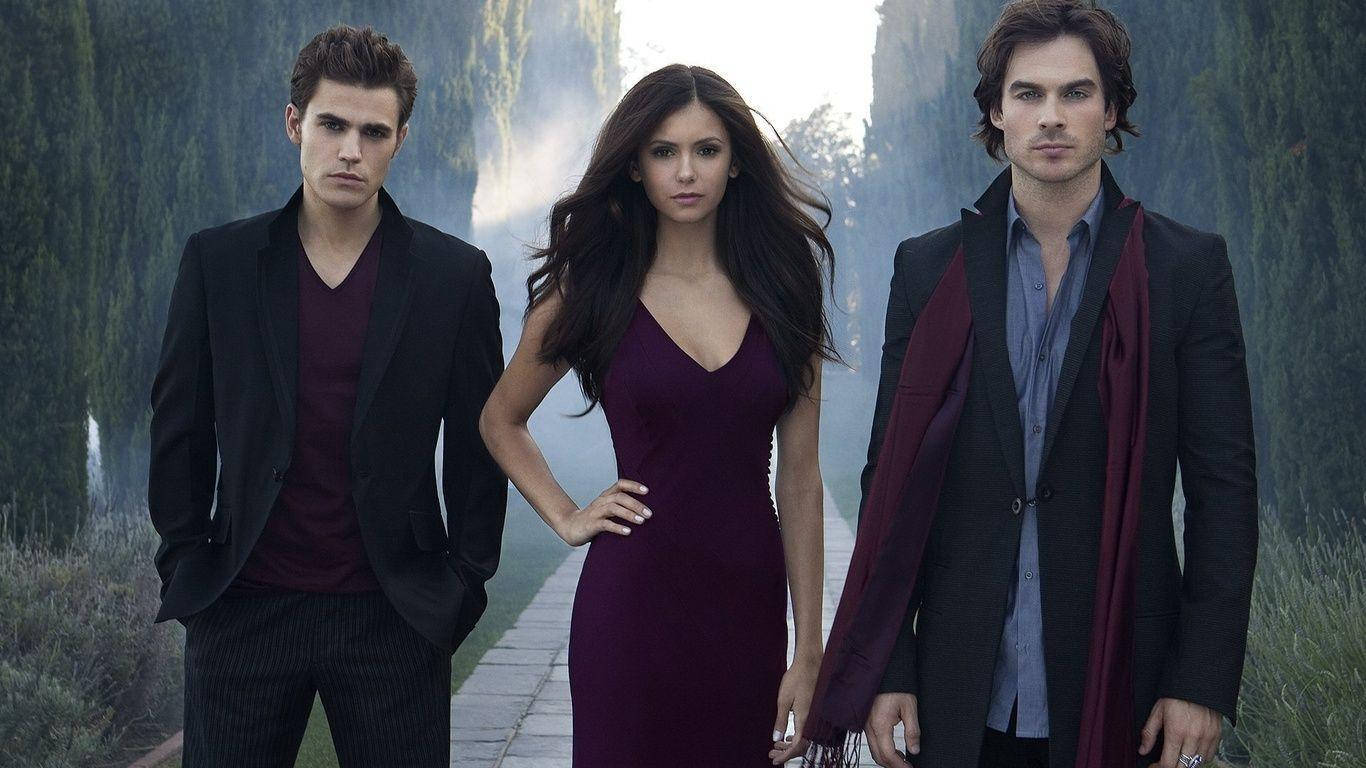 Elena, Stefan And Damon Salvatore Wallpaper