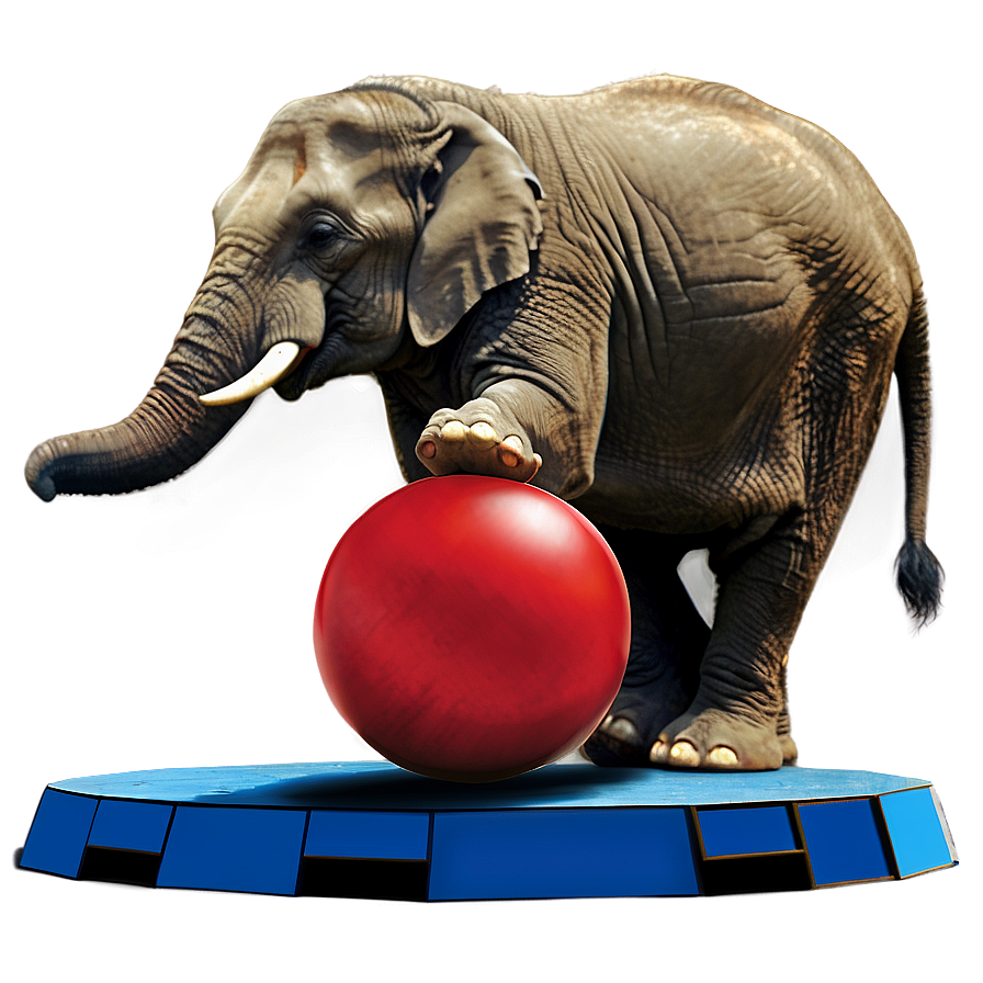 Elephant Balancing Ball Circus Png 05032024 PNG