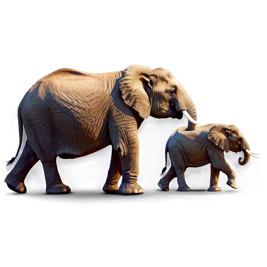 Elephant Family Illustration Png 05032024 PNG