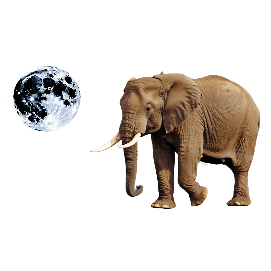 Elephant In Full Moon Night Png Fus PNG