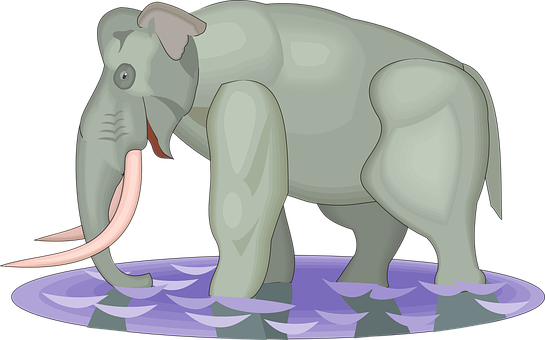 Elephant Standingin Water PNG