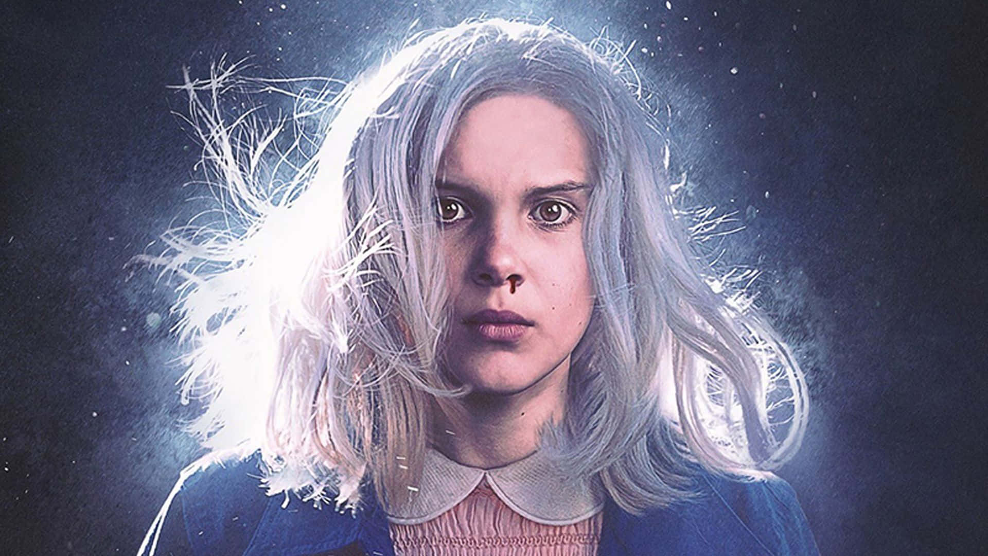 Eleven from Stranger Things uses her powerful telekinetic powers to move objects with her mind Wallpaper
