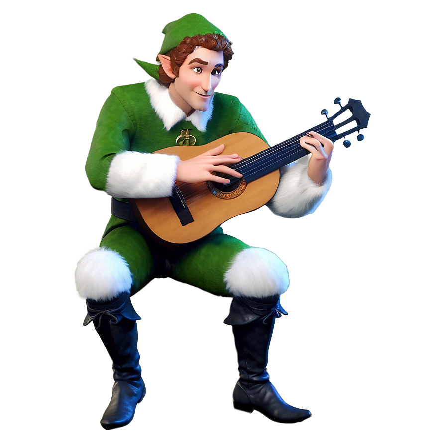 Elf Bard Playing Lute Png 05232024 PNG