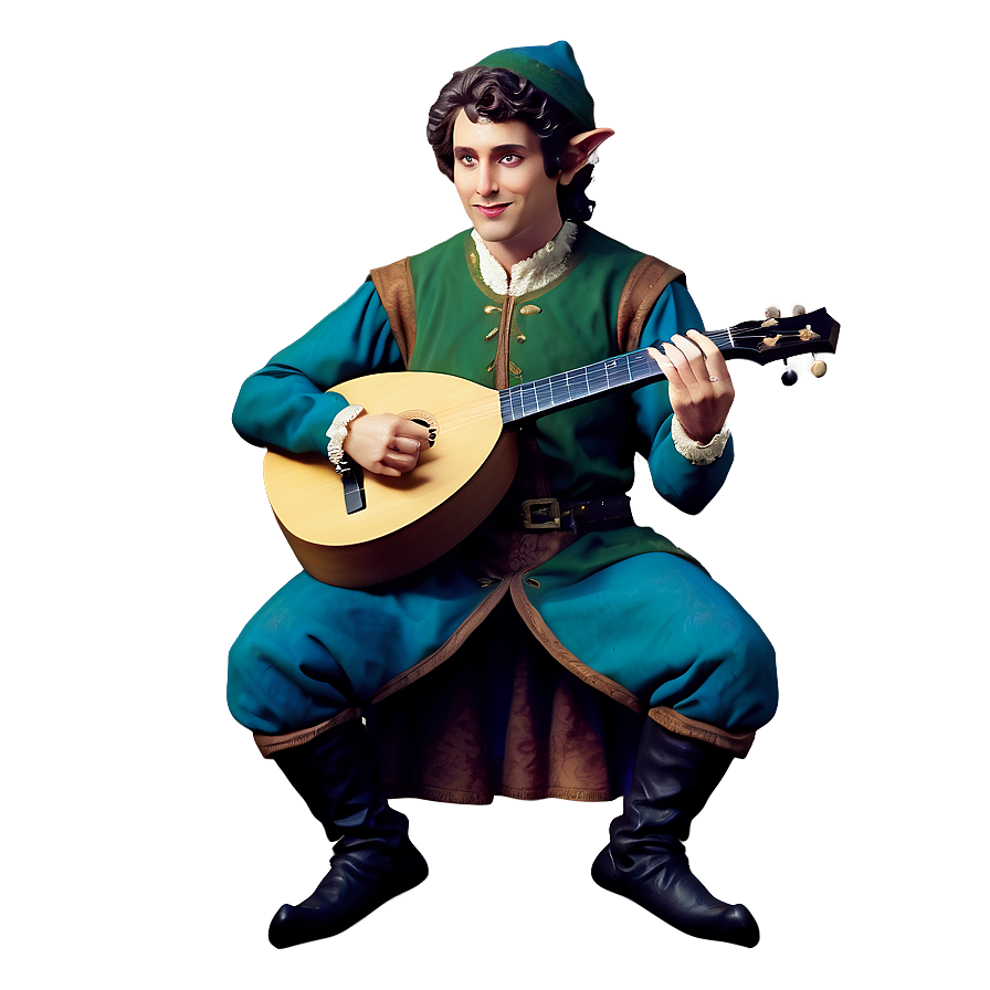 Elf Bard Playing Lute Png Lsb PNG