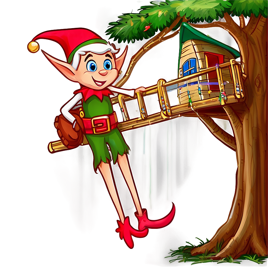 Elf Building Treehouse Png 05232024 PNG