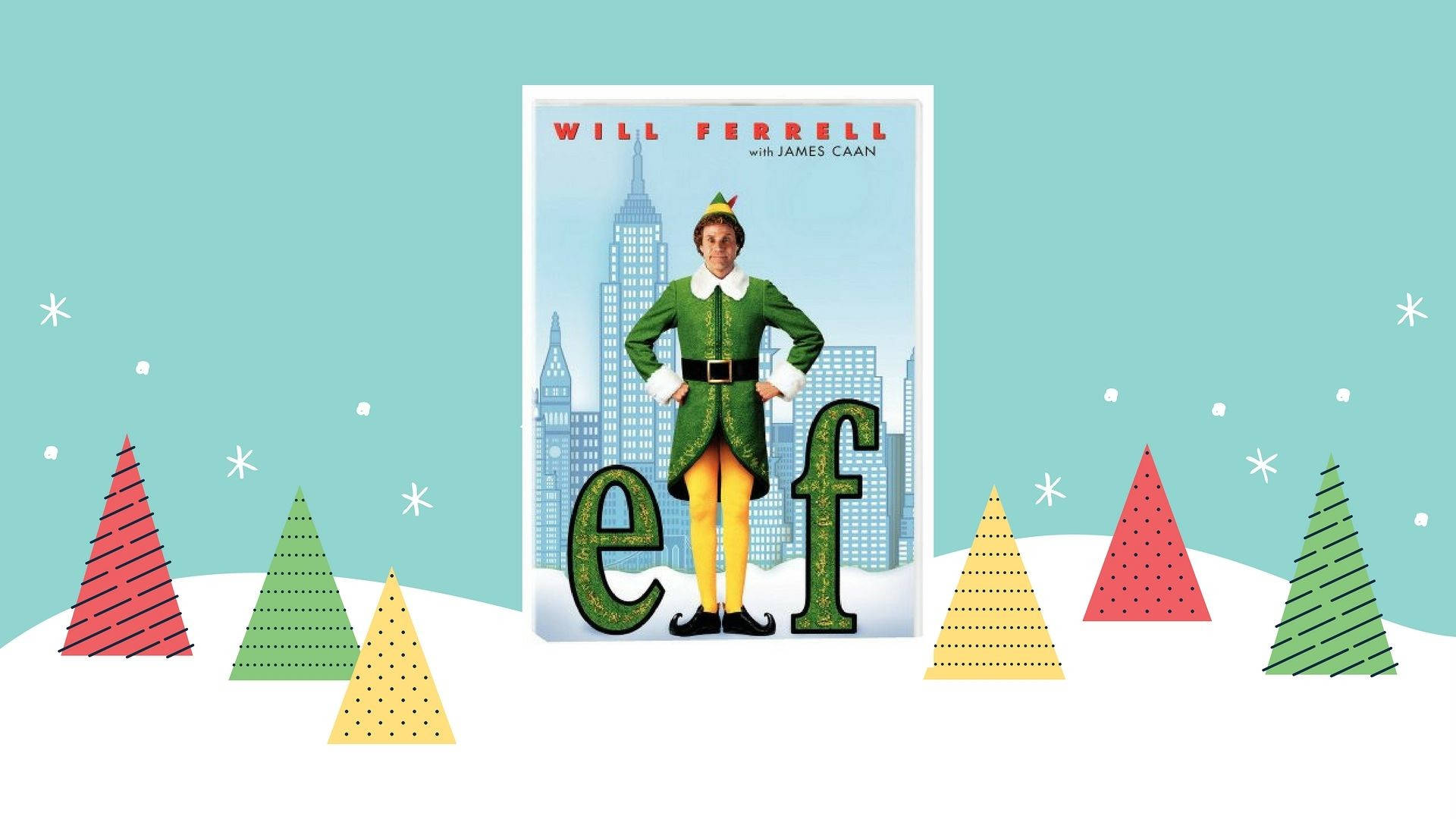 Elf Movie Poster In Snow Hill Wallpaper